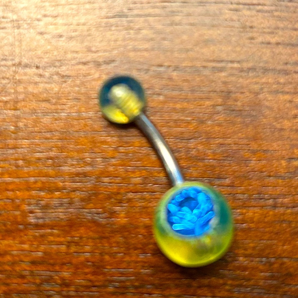 Blue & Yellow Belly Ring (GREAT Quality!)